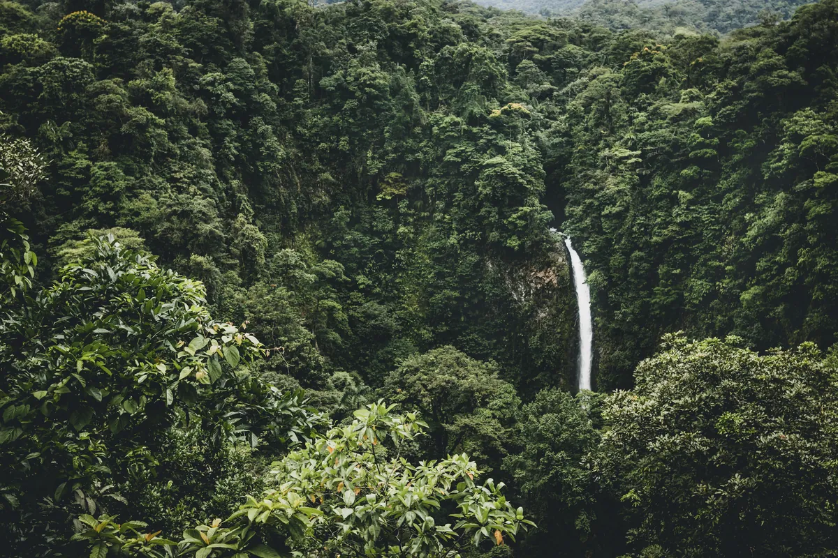 La Fortuna Waterfall dropping into its pool, Costa Rica